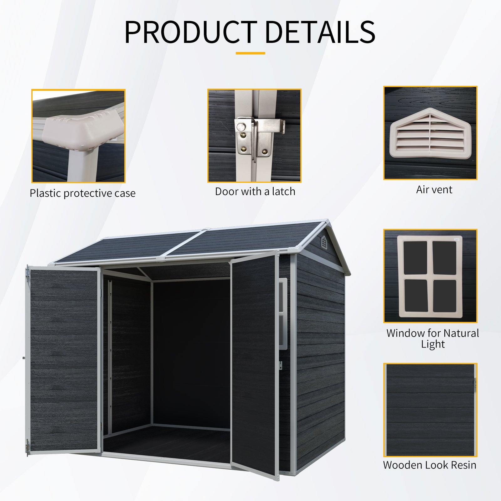 8 x 6ft Resin Outdoor Storage Shed