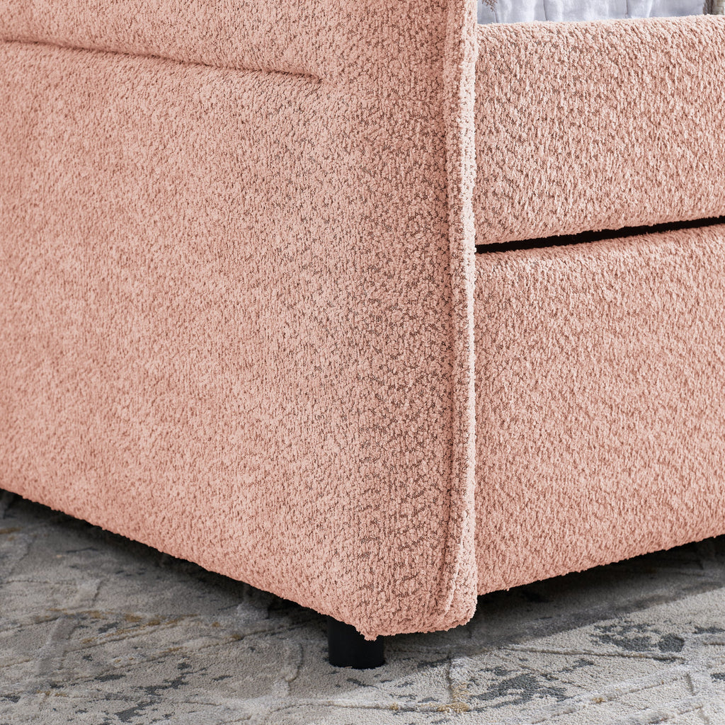 Full Size Daybed with Twin Size Pop-up Trundle Upholstered Tufted Sofa Bed