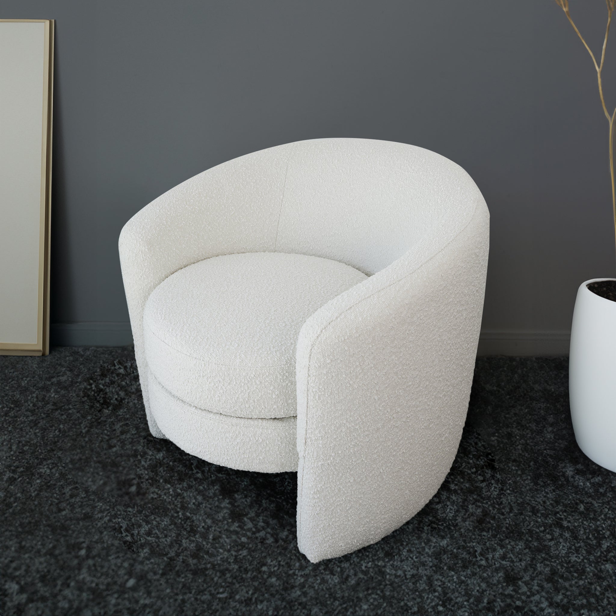 Avalon White Boucle Lounge Chair