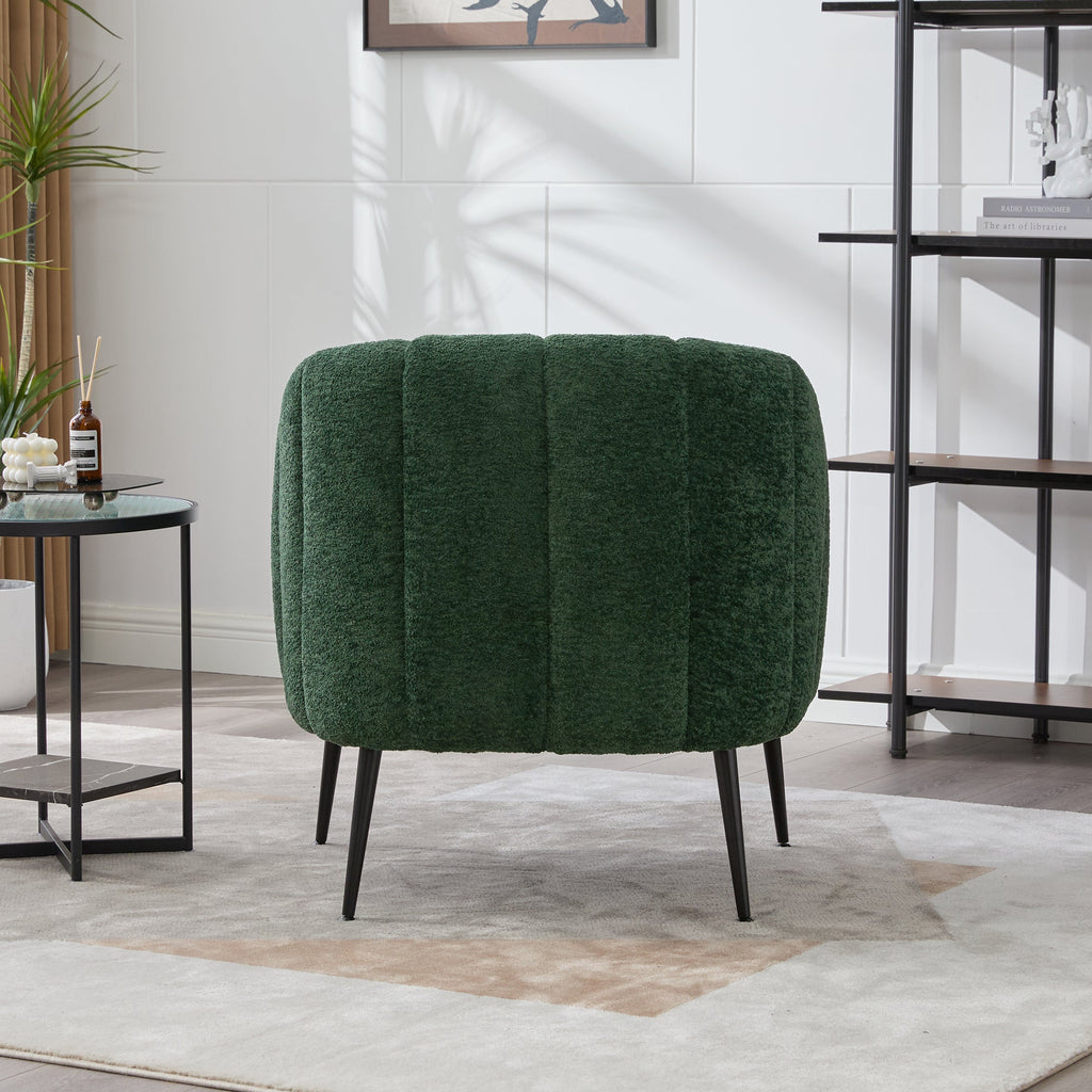 Modern Upholstered Chenille Barrel Accent Chair