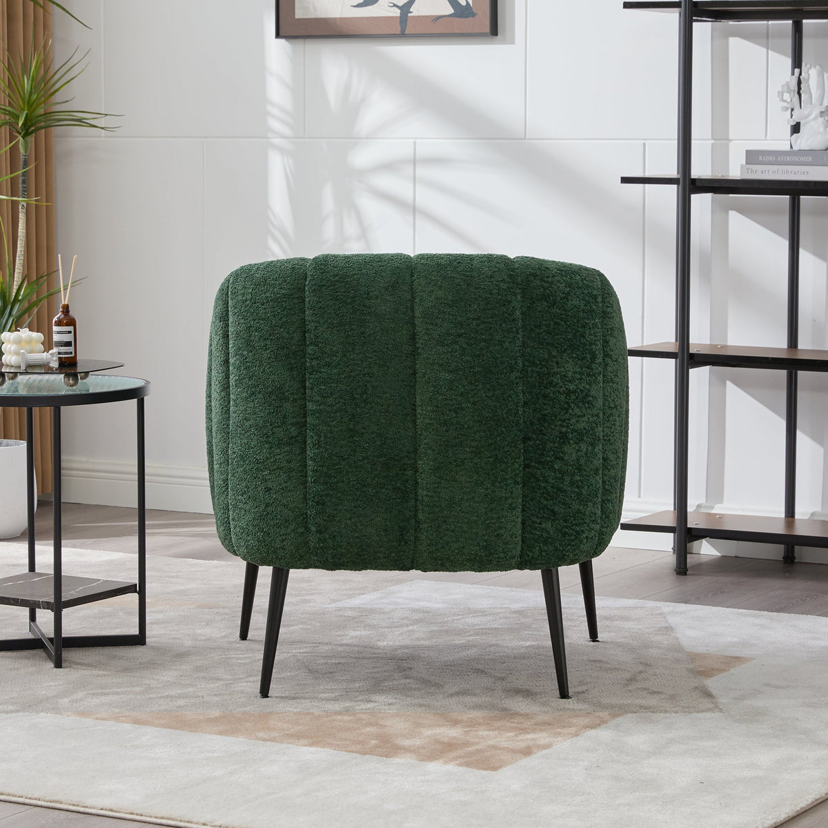 Modern Upholstered Chenille Barrel Accent Chair