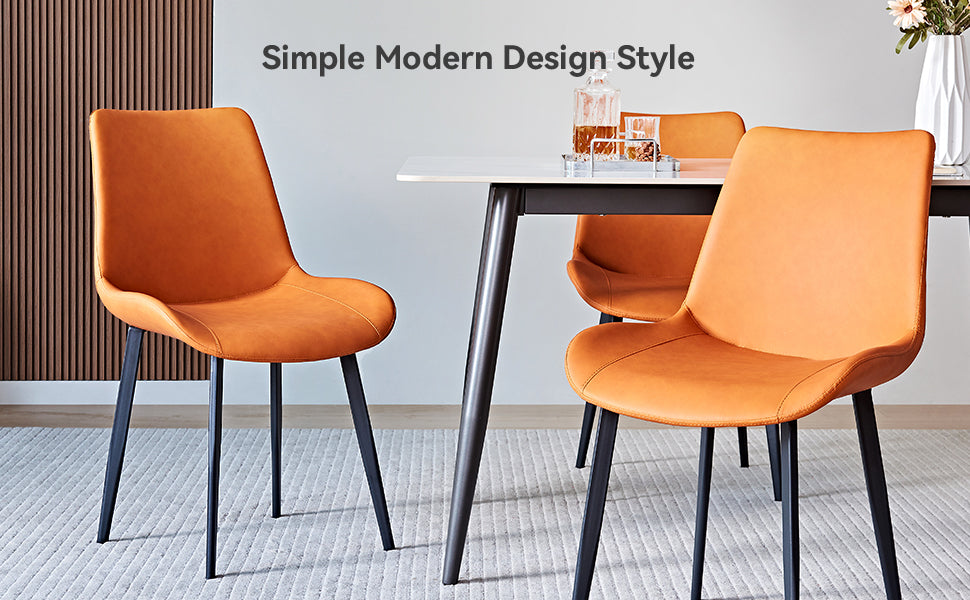Grey PU Leather & Iron Leg Dining Chairs (2-Piece)