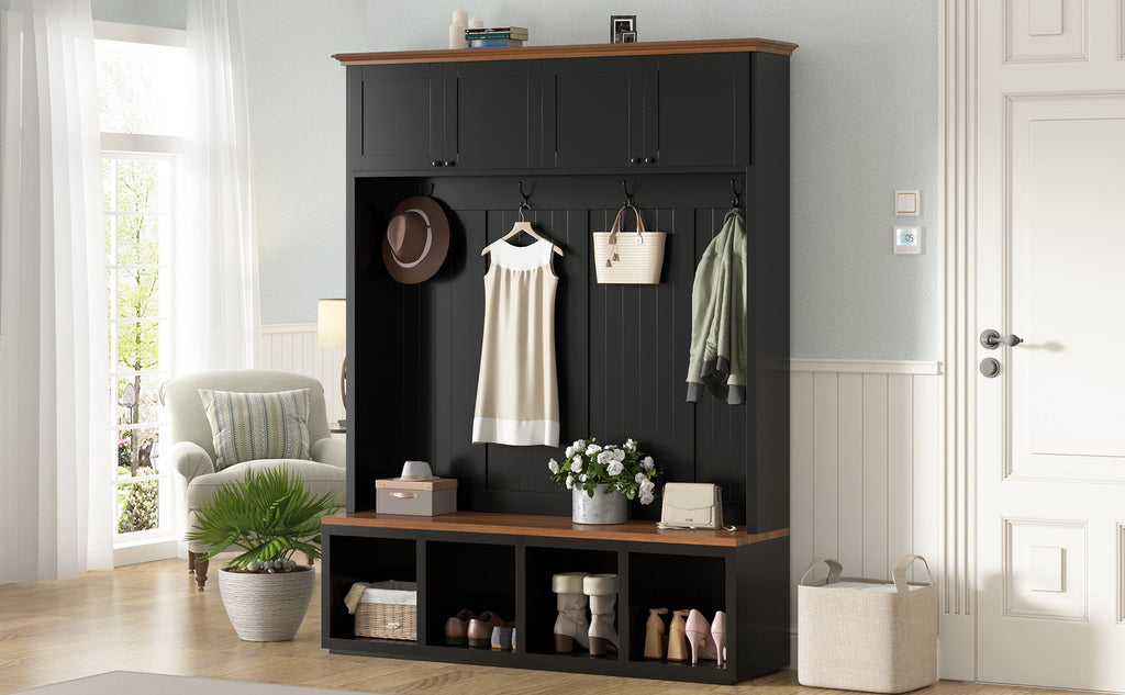 Vibe Haus 59''W Entryway Hall Tree with Bench and Storage