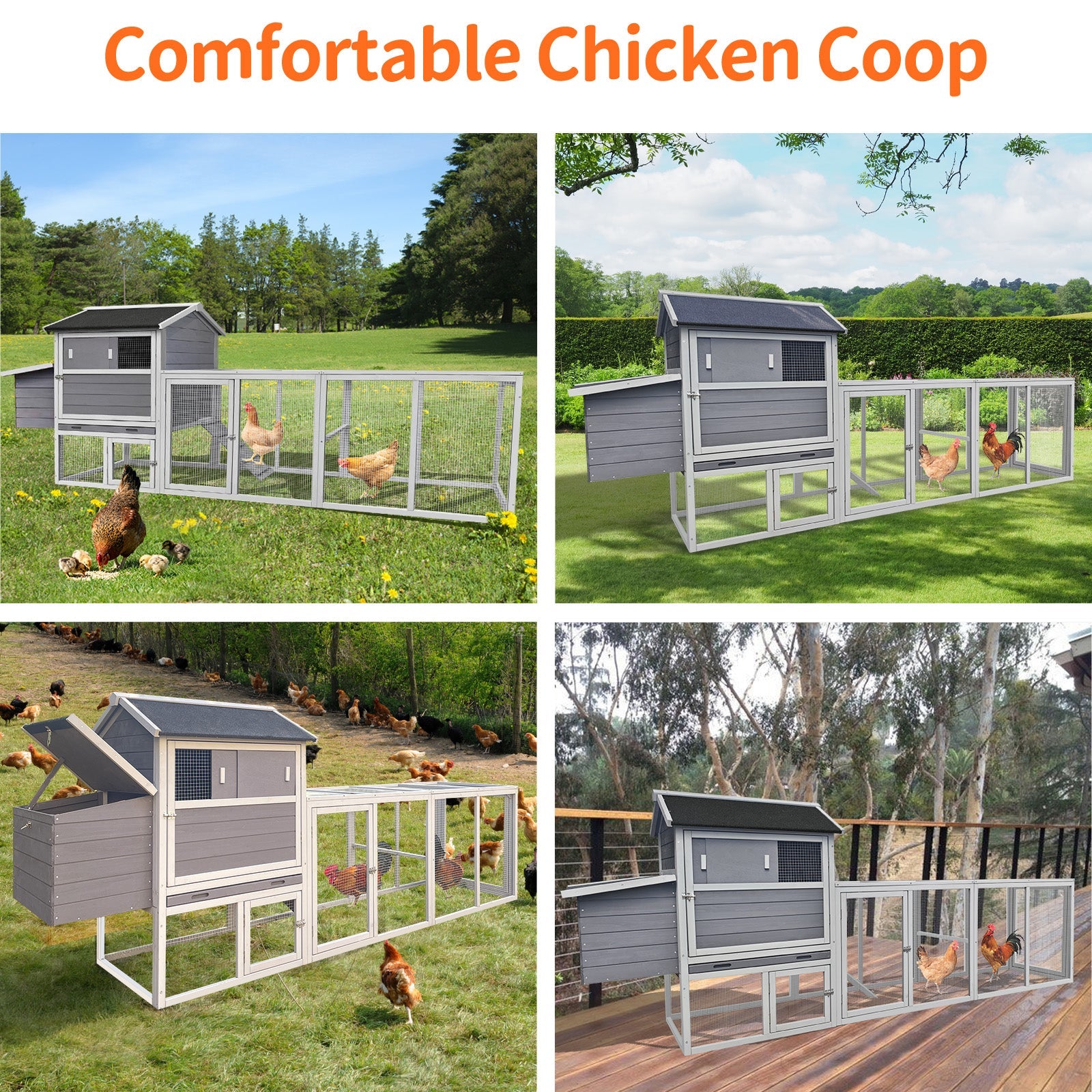 Gray Wooden Chicken Coop