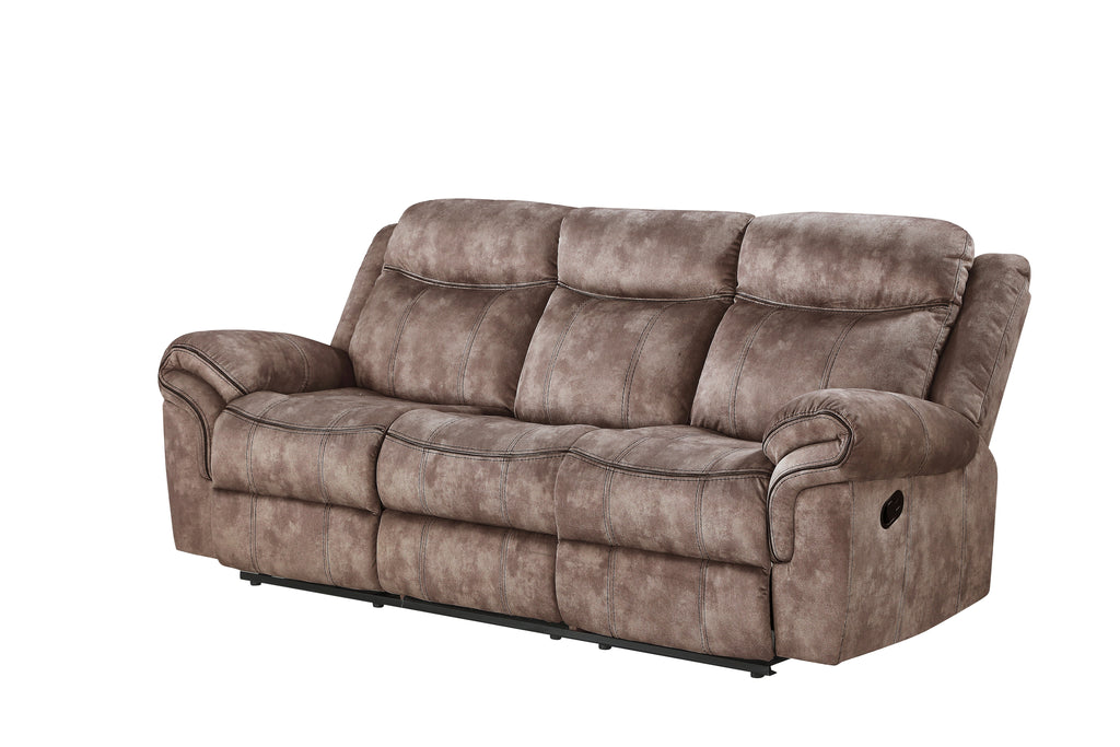 Zubaida Two Tone Chocolate Velvet Recliner Sofa with USB Port & Drop Down Table