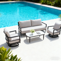 4PC Outdoor Conversation Set with Fully Weld 360° Swivel Club Chairs