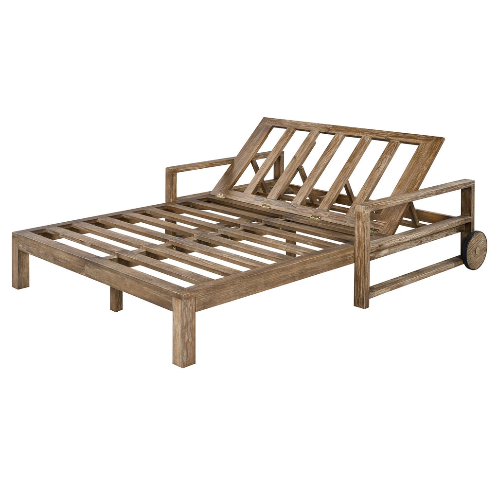 TREXM 1-Piece Farmhouse-styled Wooden Outdoor Sunbed