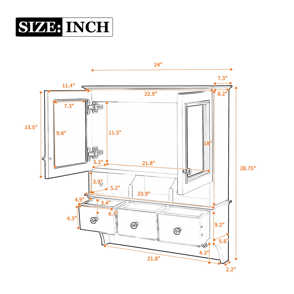 4-In-1 Bathroom Mirror Cabinet