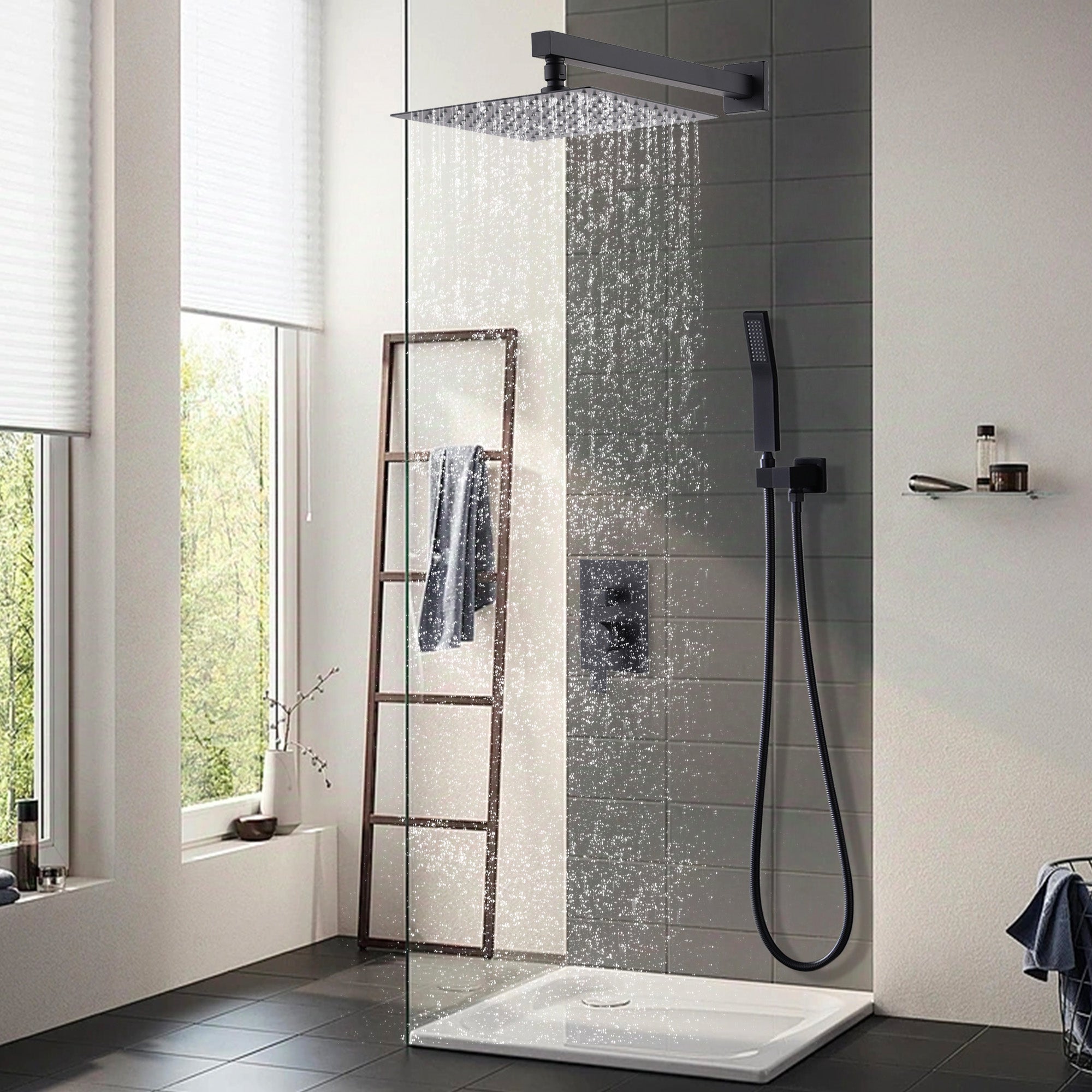 12 Inch Ceiling Mount Brushed Nickel Shower System