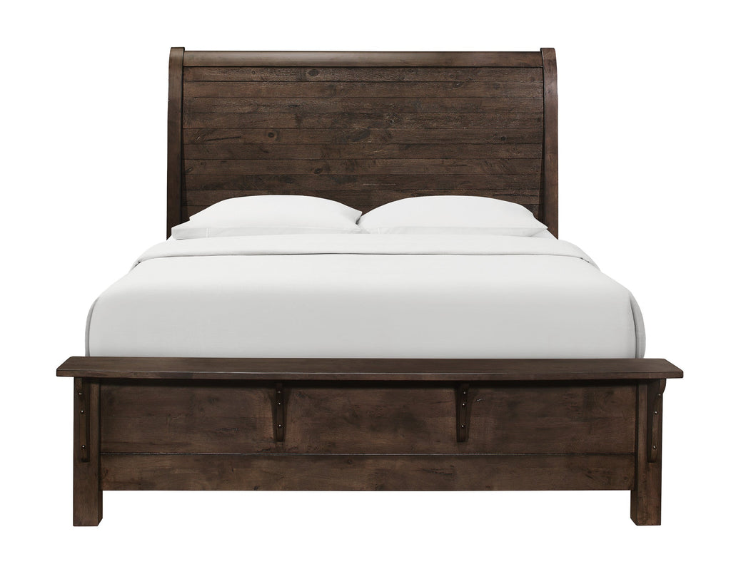 Brown Queen Sleigh Bed