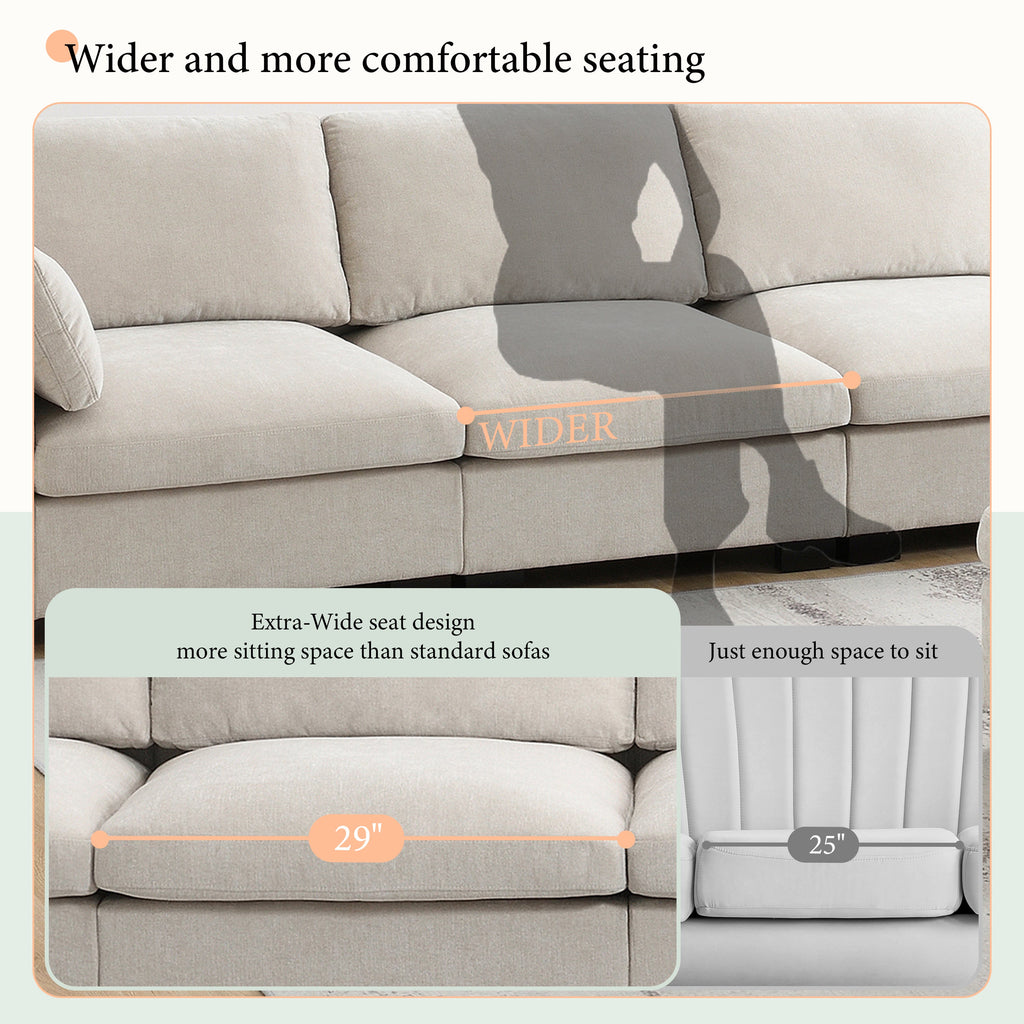 130" Modular Sectional Sofa with Folding Table and Charging Ports