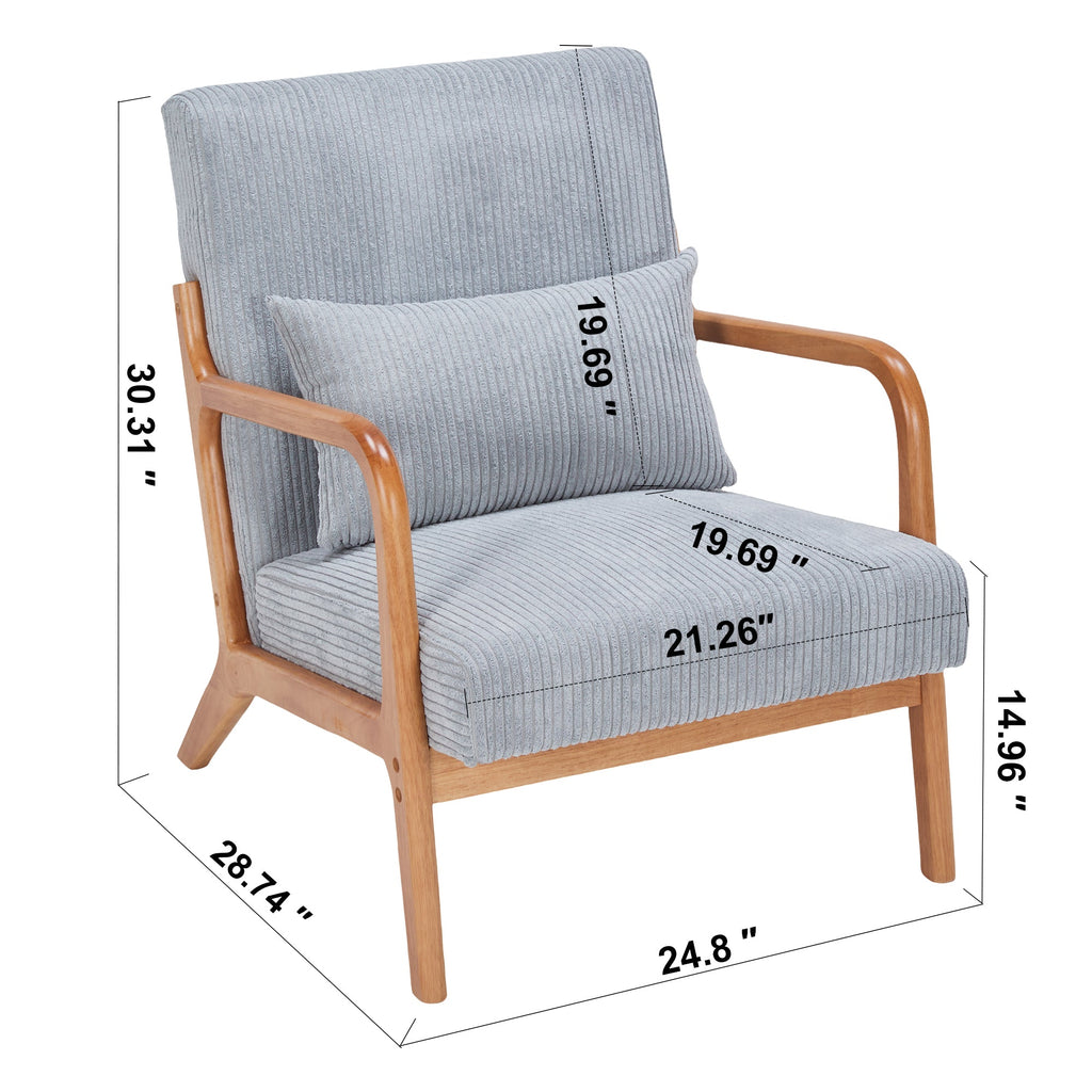 Mid-Century Modern Accent Chair with Solid Wood Frame