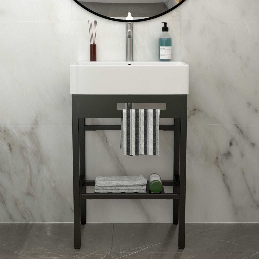 24" x 16.75" Bathroom Ceramic Console Sink with Overflow