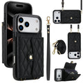 Phone Case Protective Leather Cover Crossbody Shoulder Strap Quilted Chanel-style