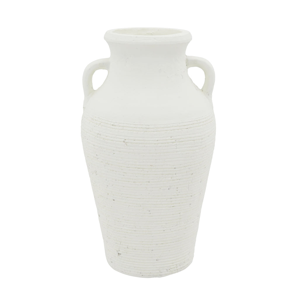 Rustic White Terracotta Tall Vase