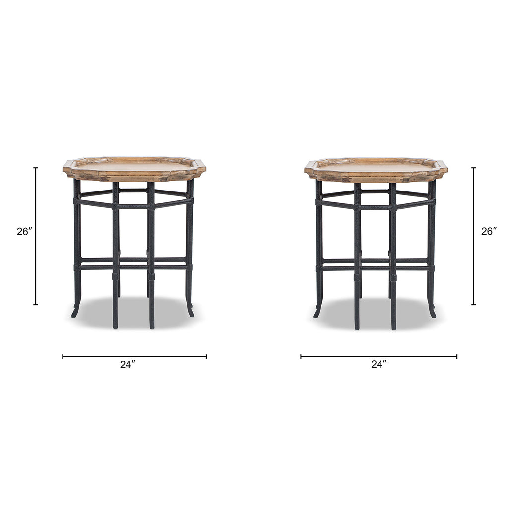 Foundry 24" Square Reclaimed Pine Wood & Iron Side Table