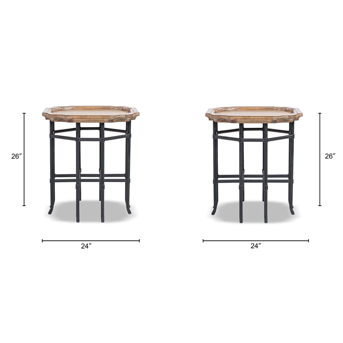 Foundry 24" Square Reclaimed Pine Wood & Iron Side Table