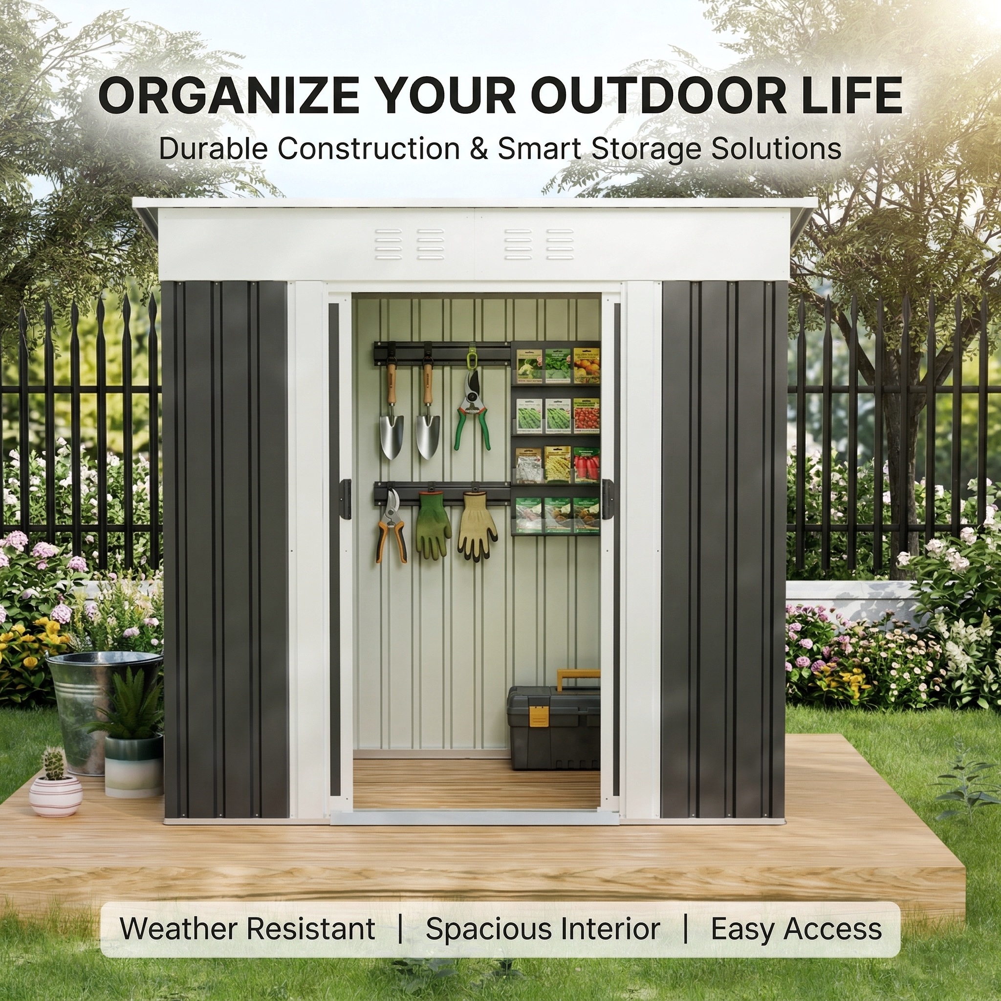 6x4 FT Garden Shed for Patio Outdoors Storage