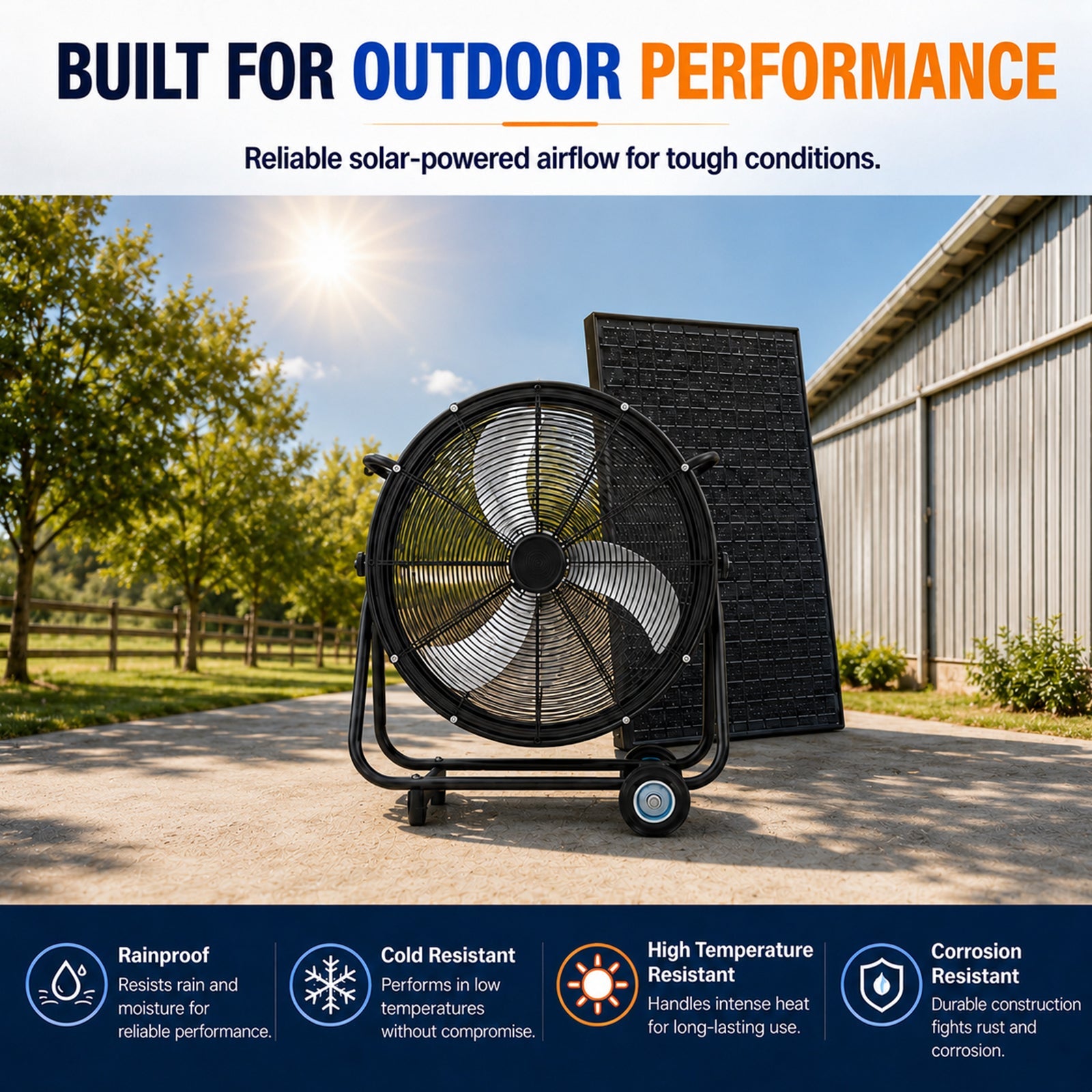 24 Inch Solar Floor-Standing Fan