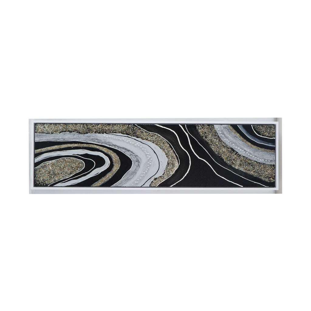 Elongated Landscape Rectangle Framed Oil Painting