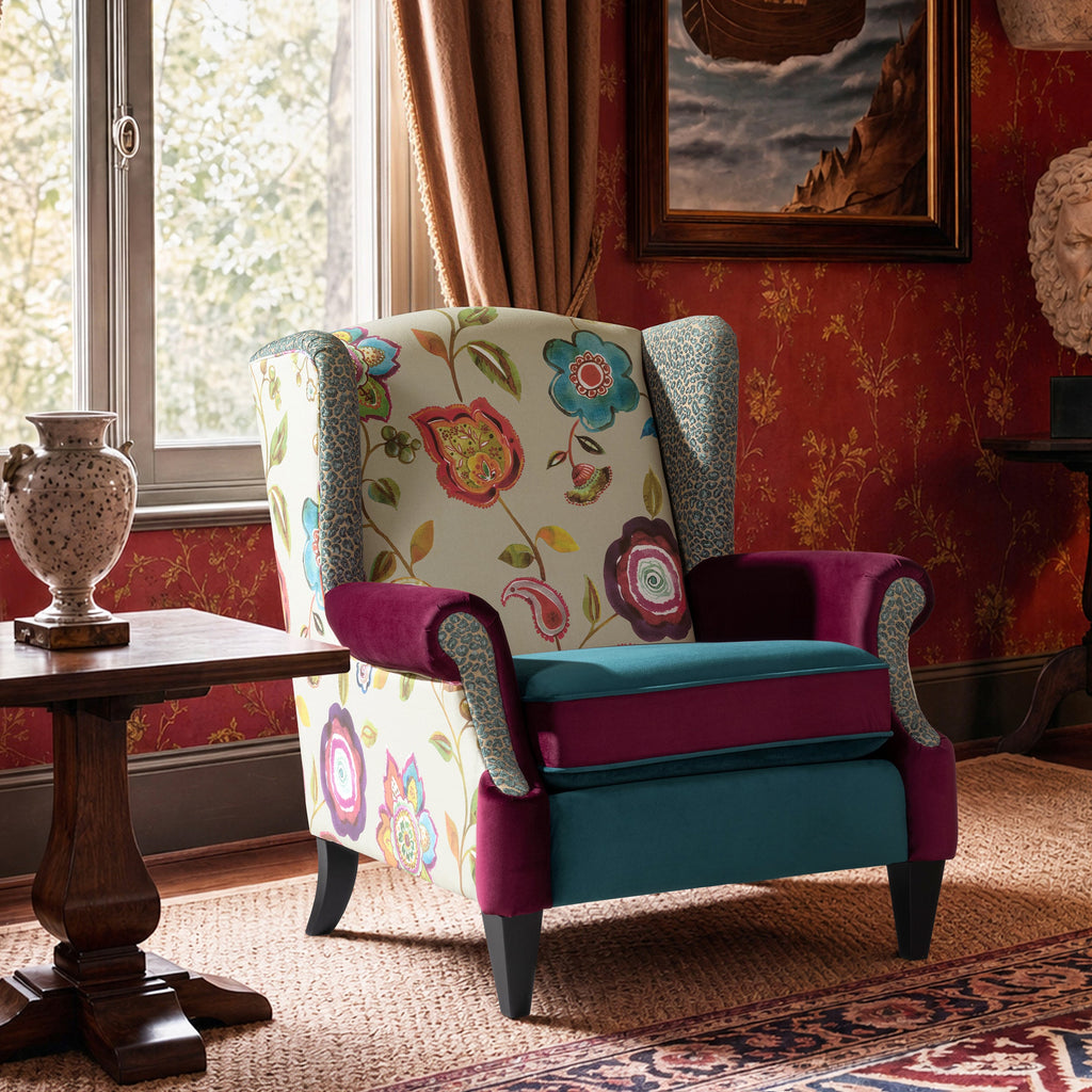Anya Boho Chic Wingback Accent Arm Chair
