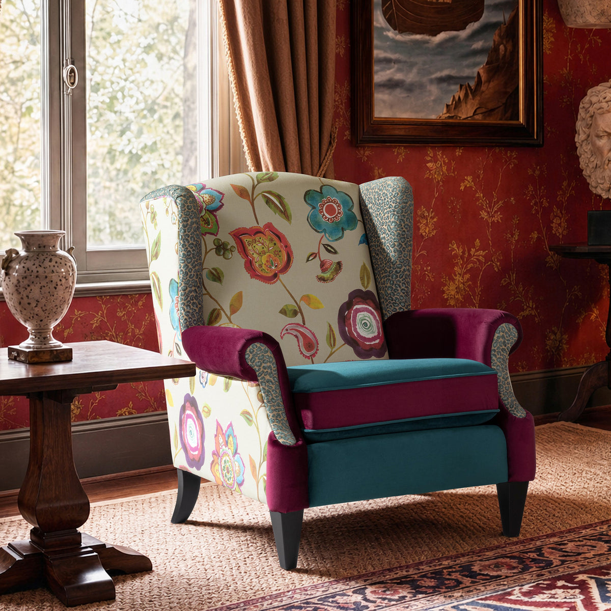 Anya Boho Chic Wingback Accent Arm Chair