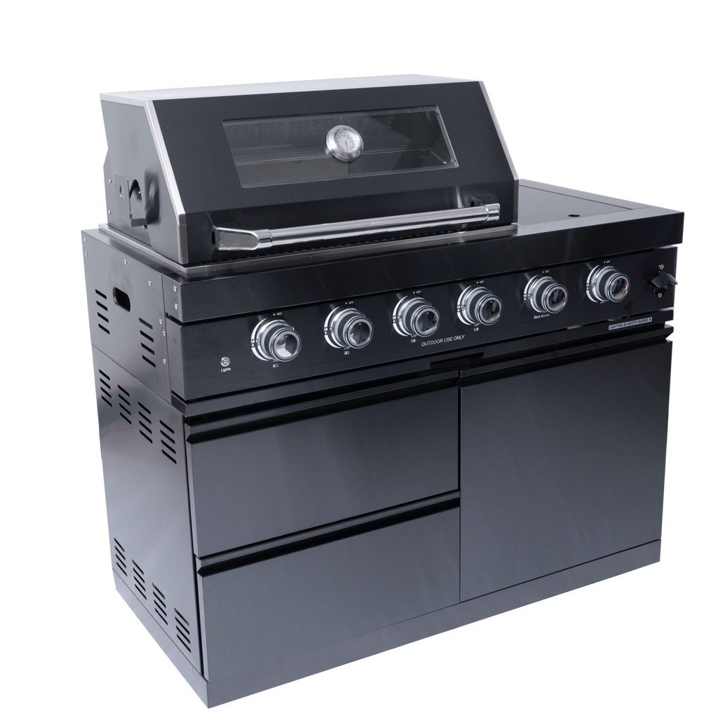 Black Gas Grill Four Burners - Stainless Steel Outdoor Kitchen