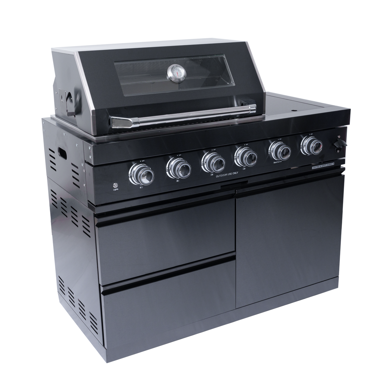 Black Gas Grill Four Burners - Stainless Steel Outdoor Kitchen