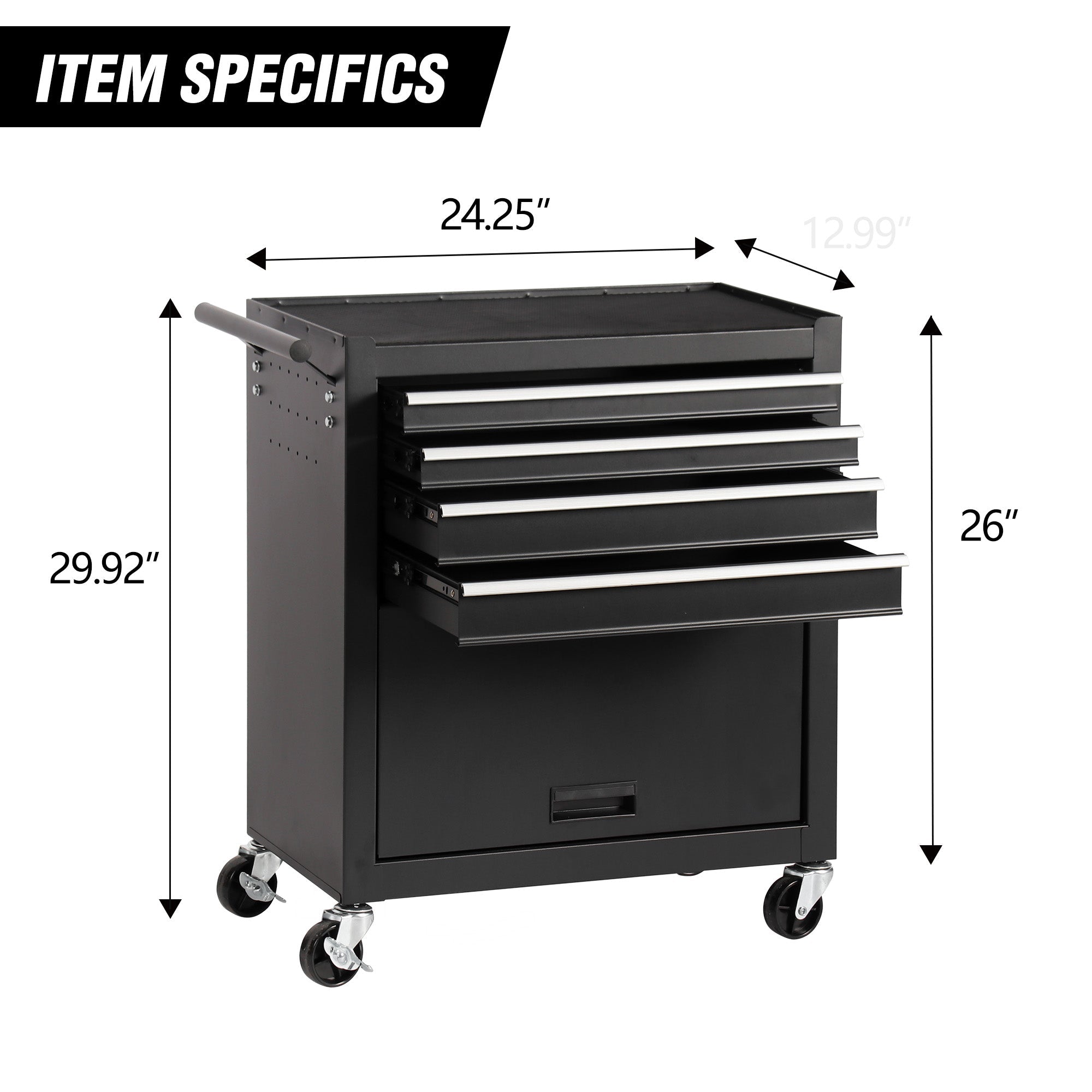 4-Drawer Rolling Tool Chest with Wheels