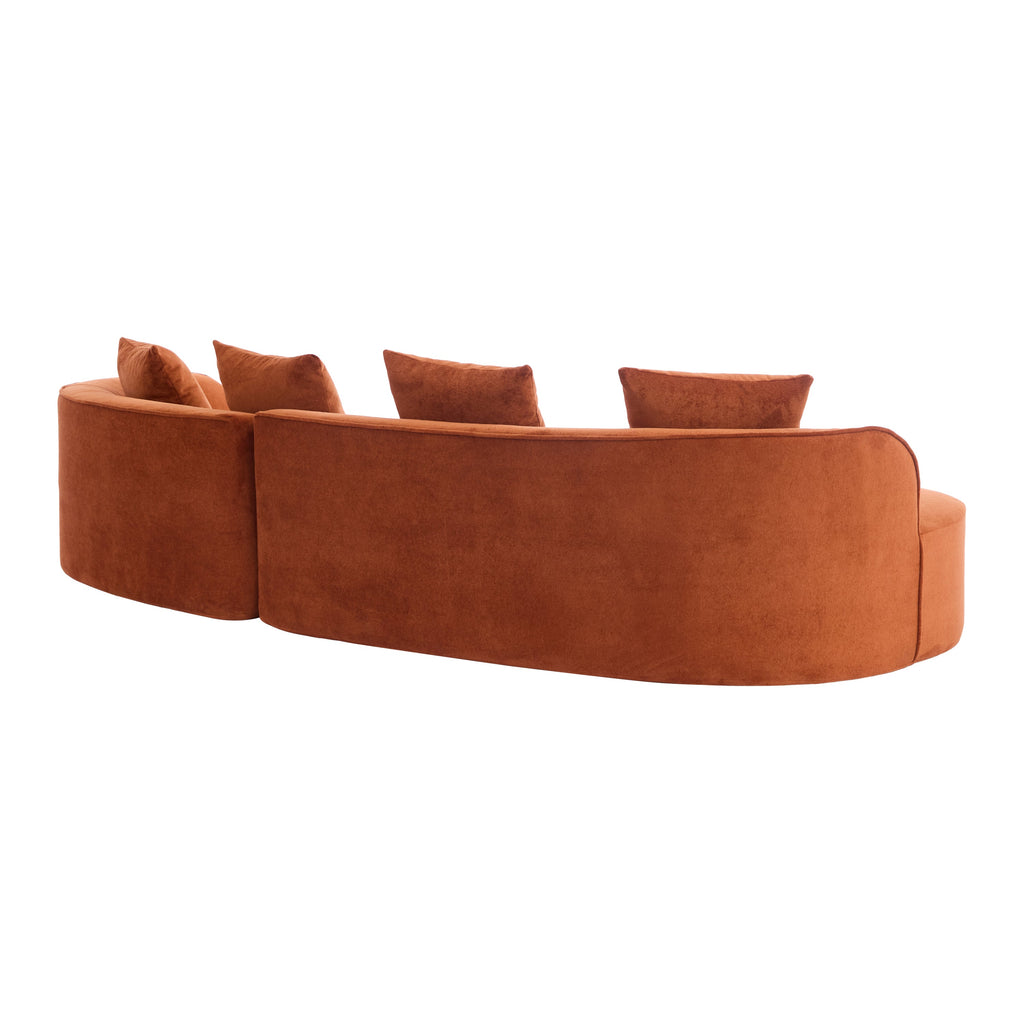 126" Curved Sectional Sofa (Dark Orange-D28 Full Foam)