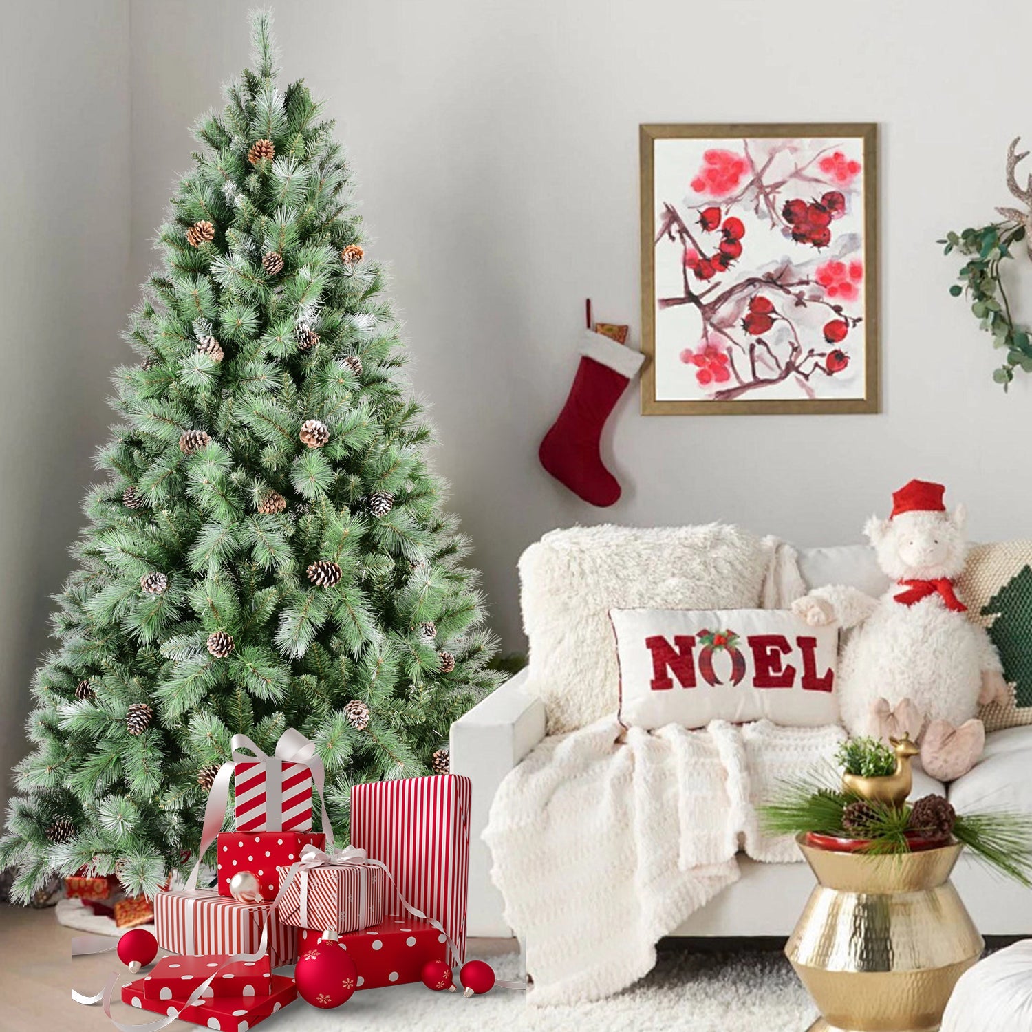 8FT Christmas Tree with 102 Pine Cones