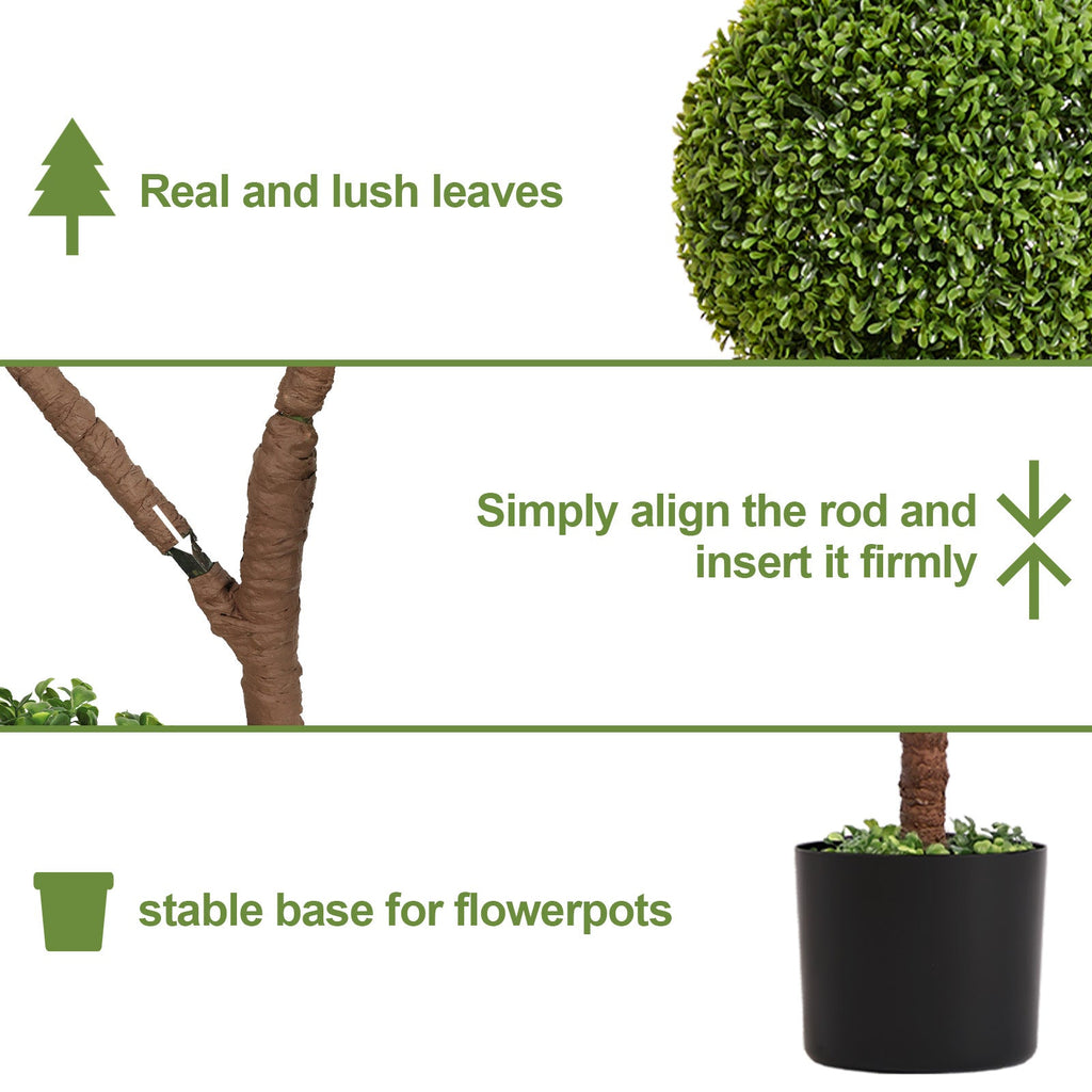 Artificial Boxwood Topiary Tree - 5FT Tall Triple Ball Shape