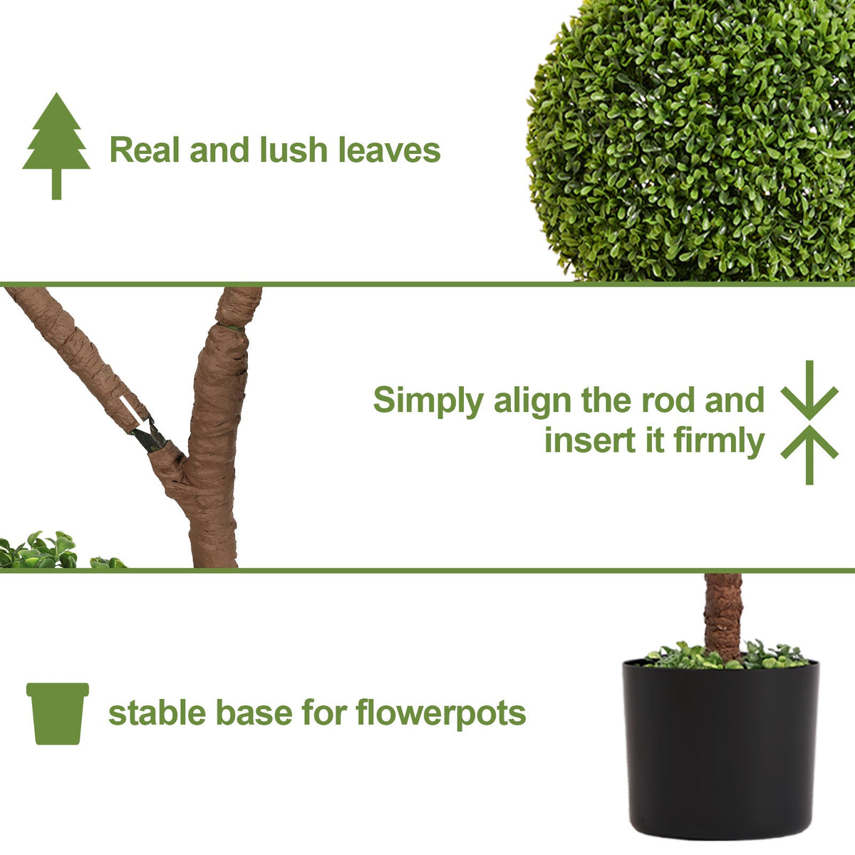 Artificial Boxwood Topiary Tree - 5FT Tall Triple Ball Shape