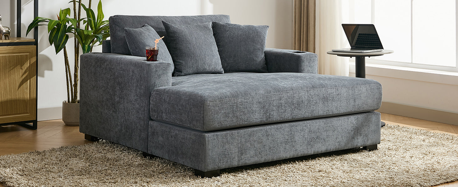 55" Oversized Chaise Lounger Modern Style Sofa Couch