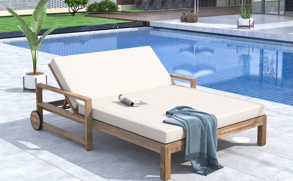 TREXM 1-Piece Farmhouse-styled Wooden Outdoor Sunbed