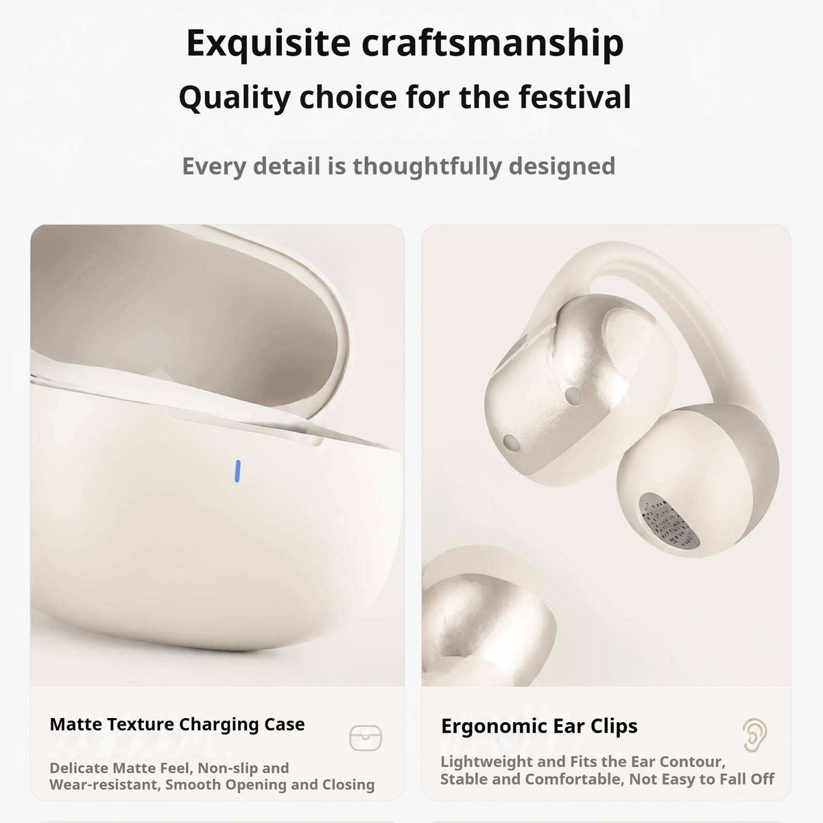 KP-124 Best-selling Wireless Bluetooth Ear-clip Headphones Open-ear Design Long Battery Life High Sound Quality In Stock Now
