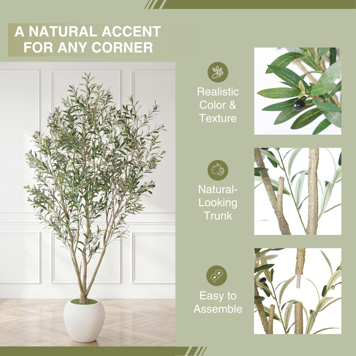 8FT Artificial Olive Tree With Big Decorative Planter
