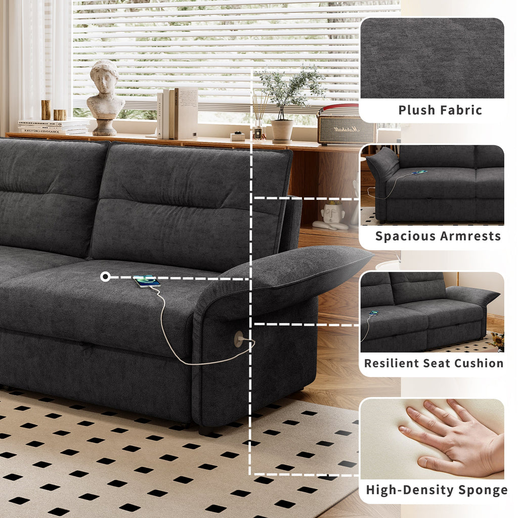 Multi-Functional Sofa Bed with Plush Fabric
