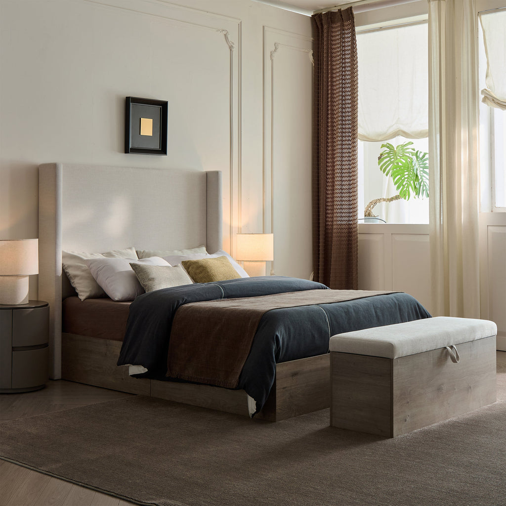 Shelton Upholstered Wingback Bed