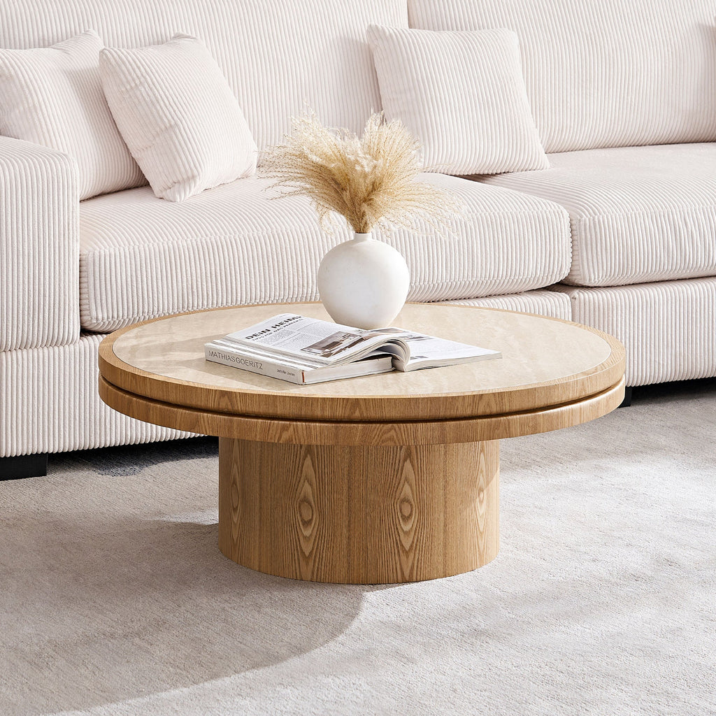 Sintered Stone Coffee Table with MDF Pedestal