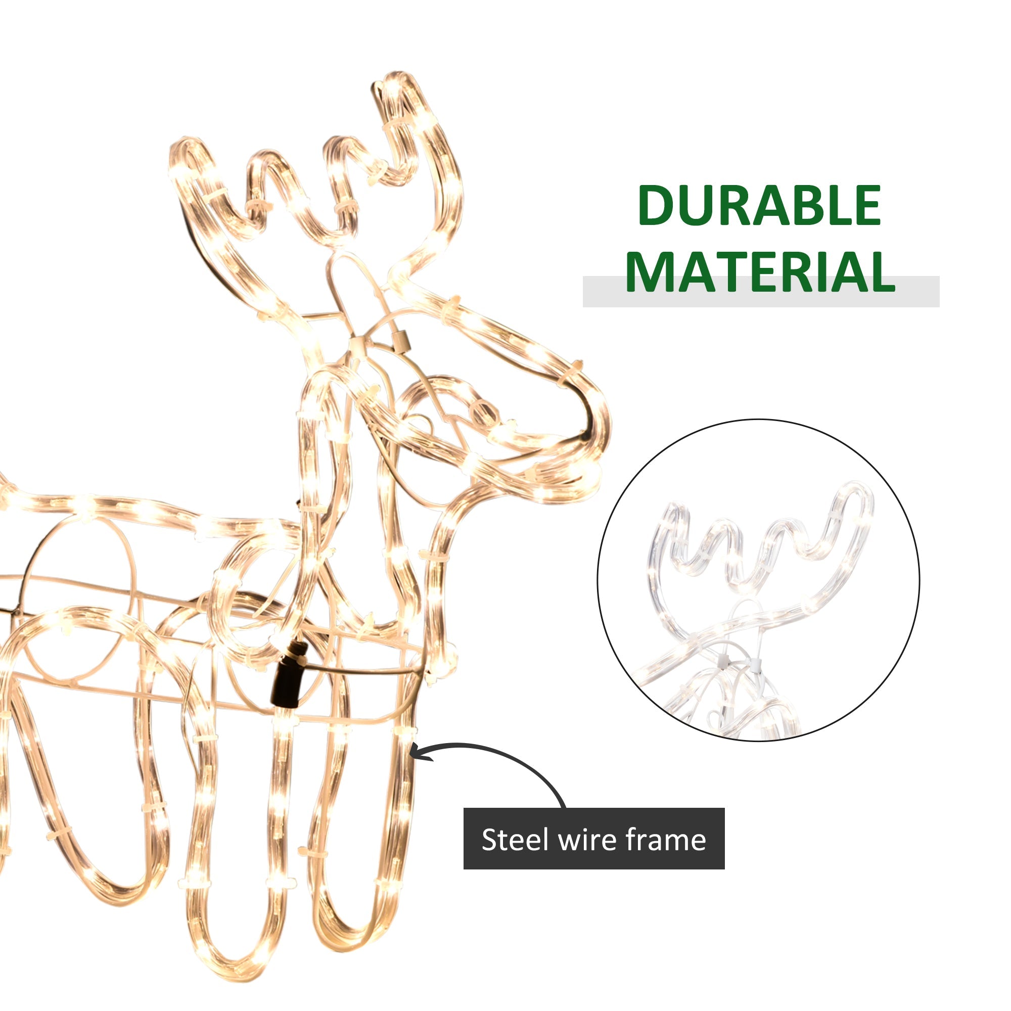 Outsunny 35" LED Reindeer Sleigh Outdoor Christmas Standing Figure Decoration