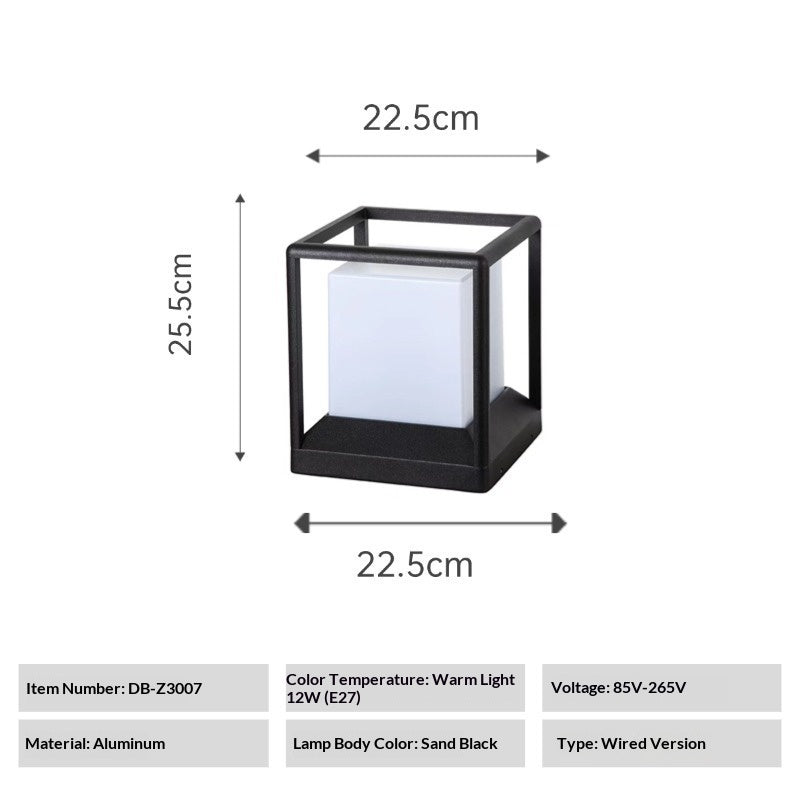 Waterproof Energy-saving Pillar Light For Outdoor Use With Power Connection