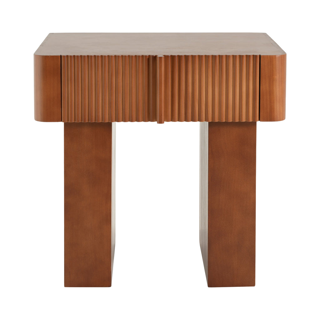 Wood End Table with Drawer, Mid-Century Accent Side Table