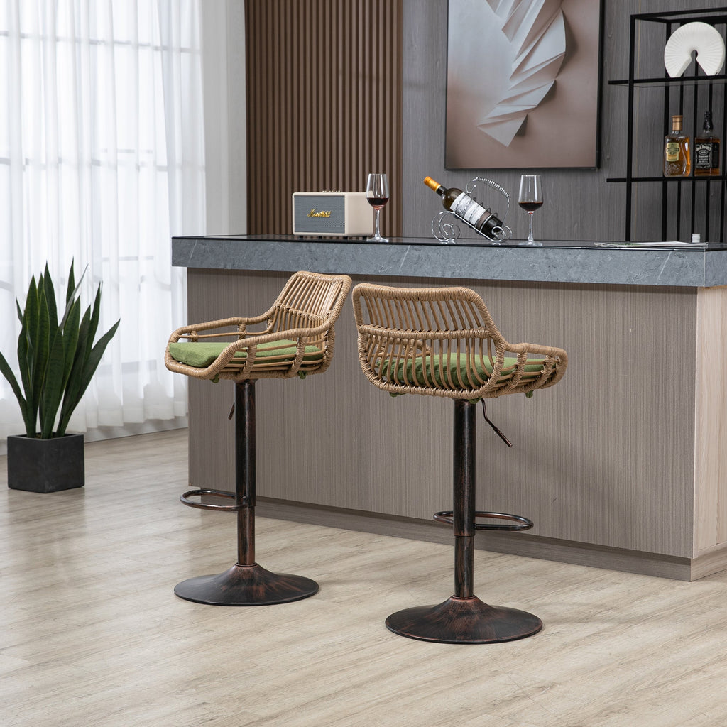 Modern Swivel Bar Stools Set of 2 Adjustable Counter Height Chairs