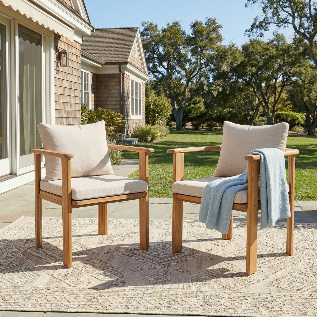 Kaja Outdoor Acacia Wood Dining Chair, Teak Finish