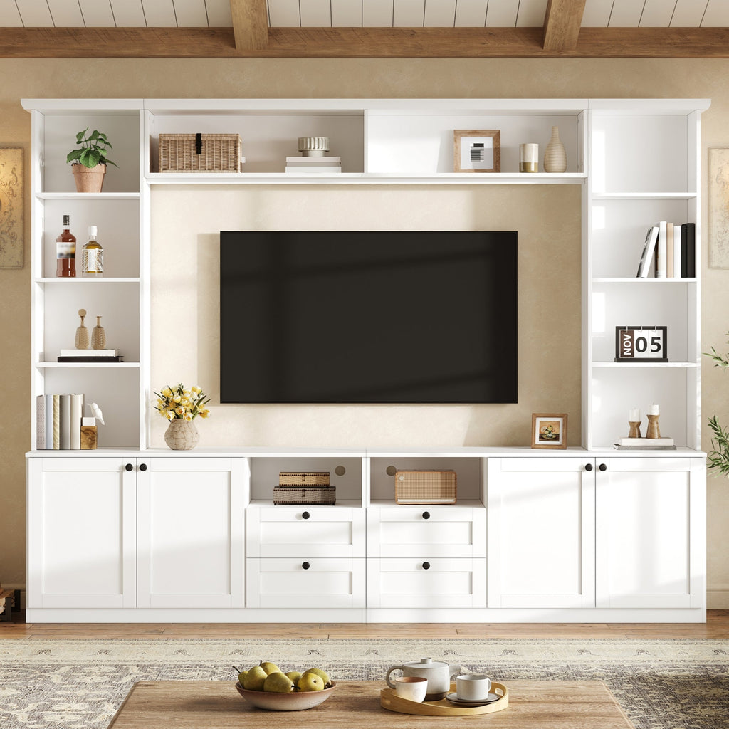 Farmhouse Elegant Entertainment Center Wall Unit