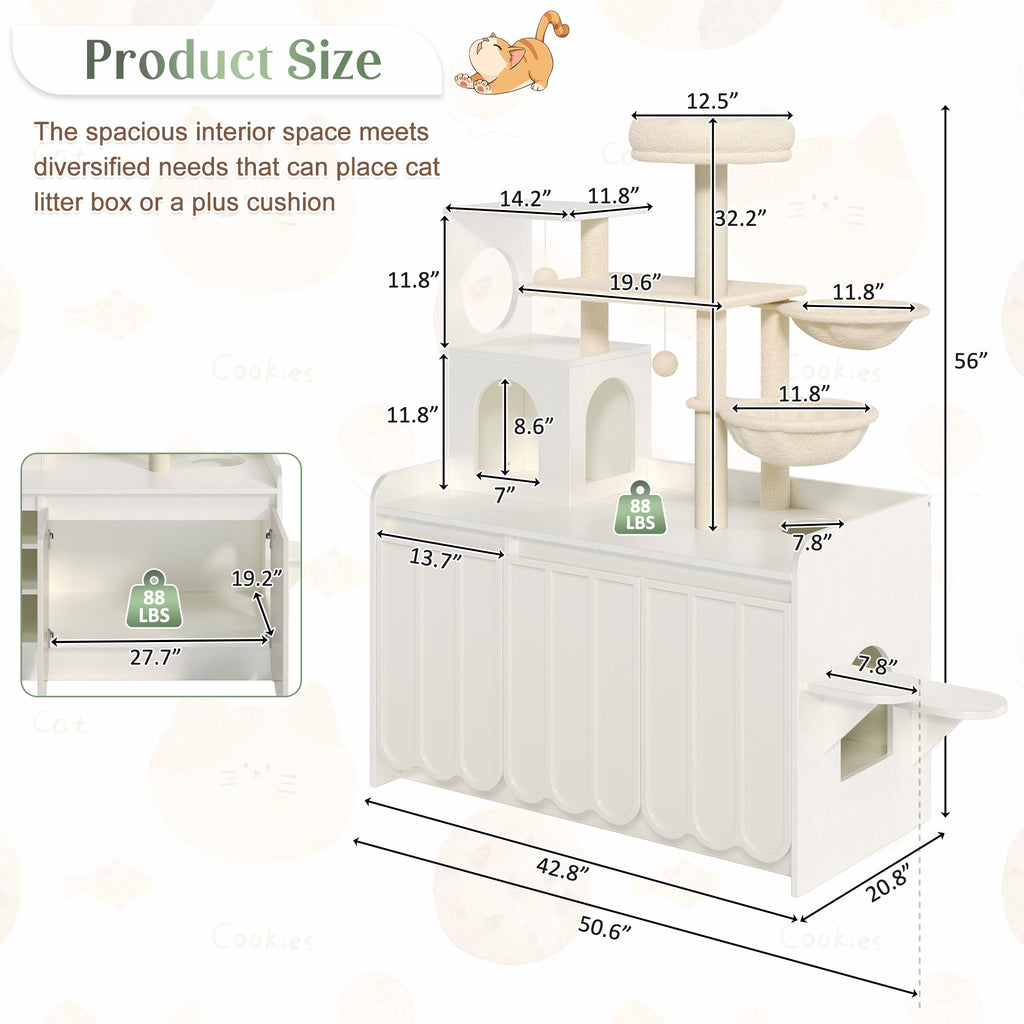 50.6" Cat Tree with Litter Box Enclosure