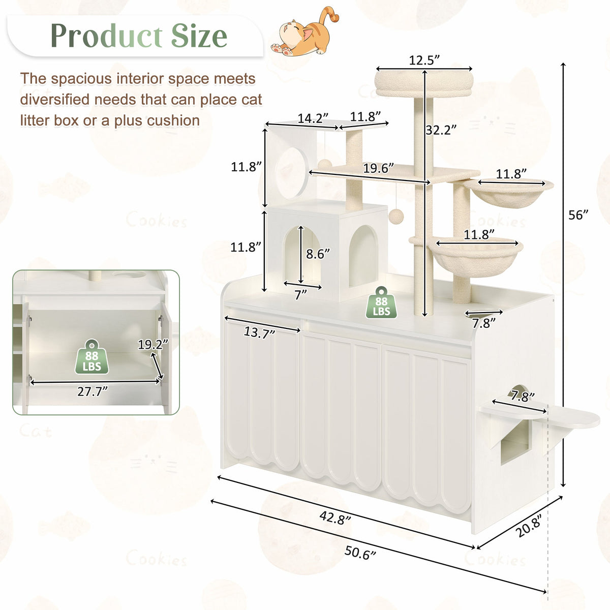 50.6" Cat Tree with Litter Box Enclosure