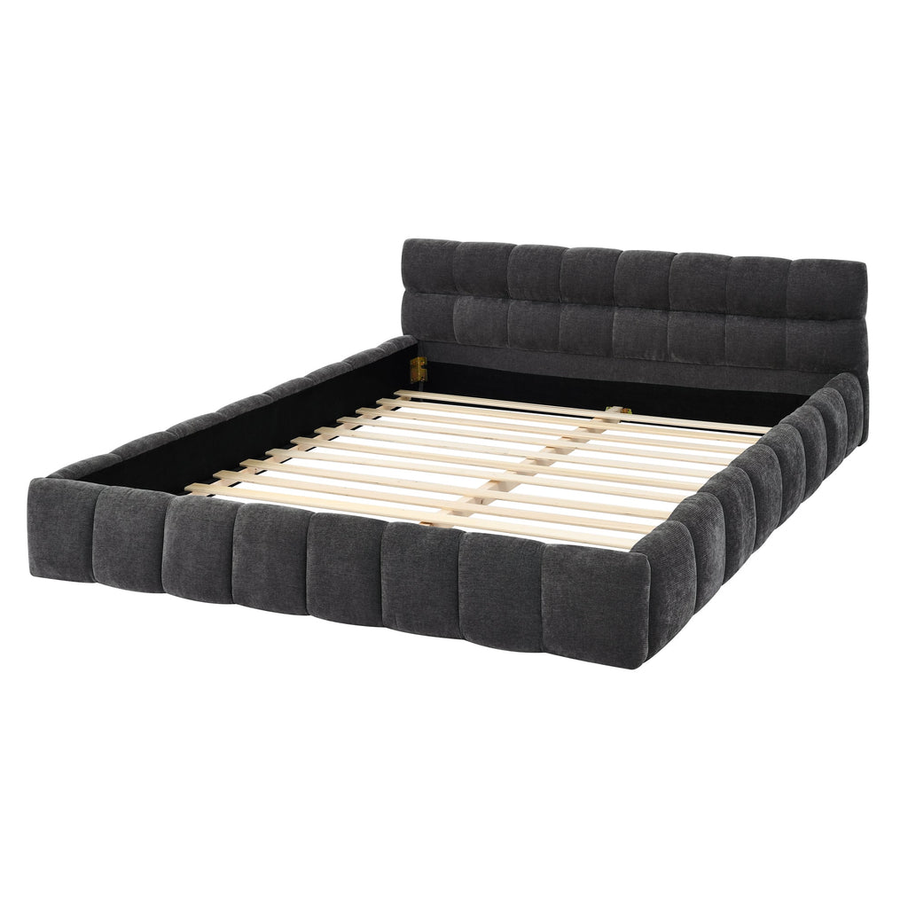 Queen Size Upholstered Bed Frame with Thick Fabric