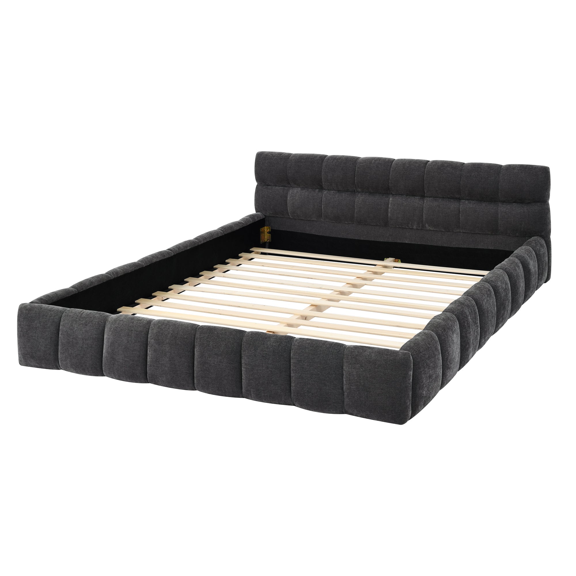 Queen Size Upholstered Bed Frame with Thick Fabric